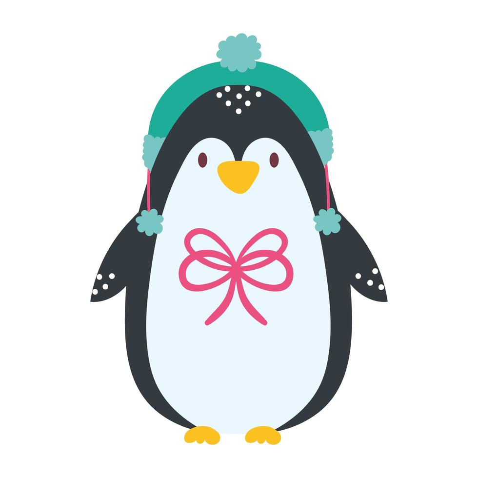 animal mignon de pingouin de joyeux noël vecteur