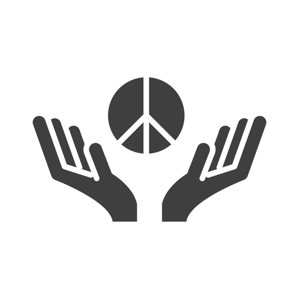 mains donnant la paix jour des droits de l'homme silhouette icône design vecteur