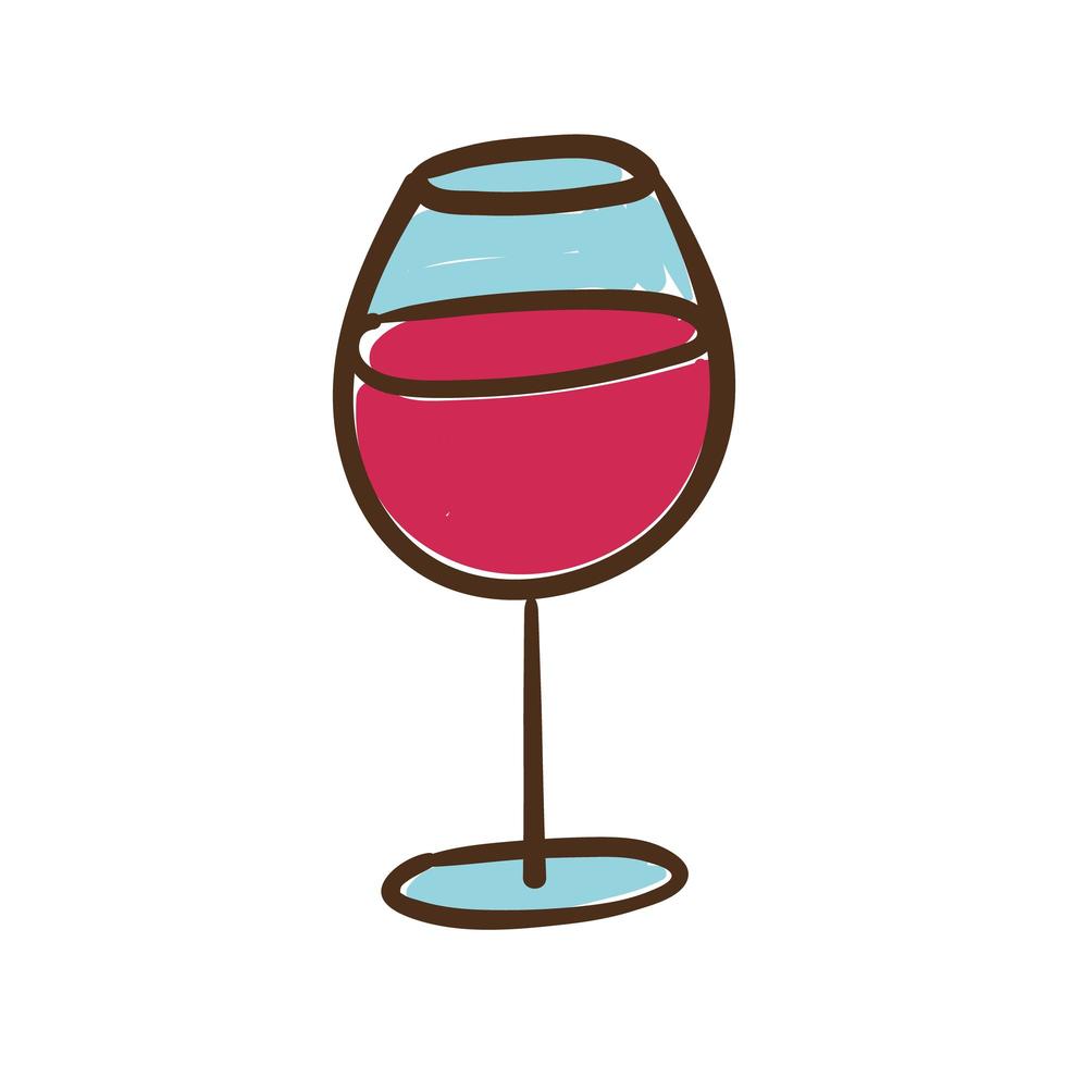 icône de style de dessin à la main coupe de vin vecteur