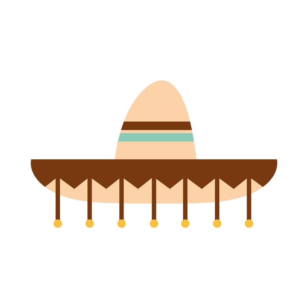 Vêtements d'ornement sombrero mexicain culture folklorique icône plate traditionnelle vecteur