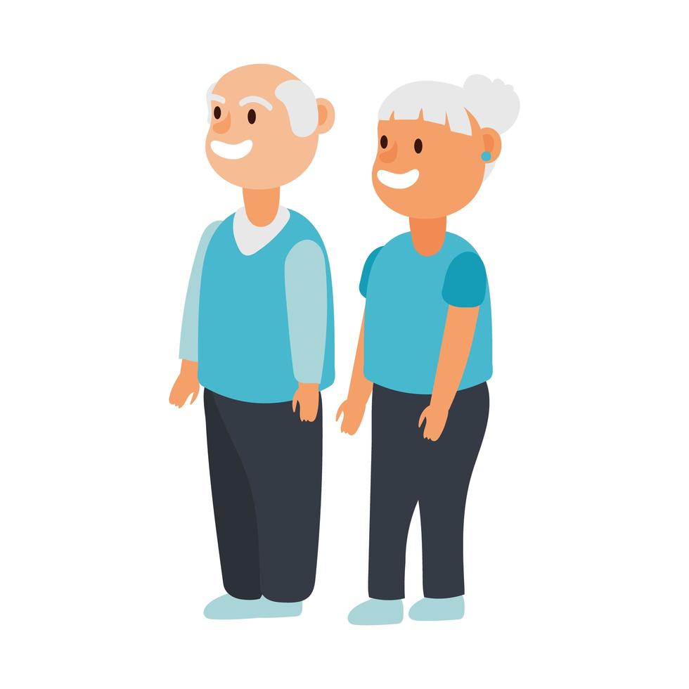 vieux couple personnes avatars personnages vecteur