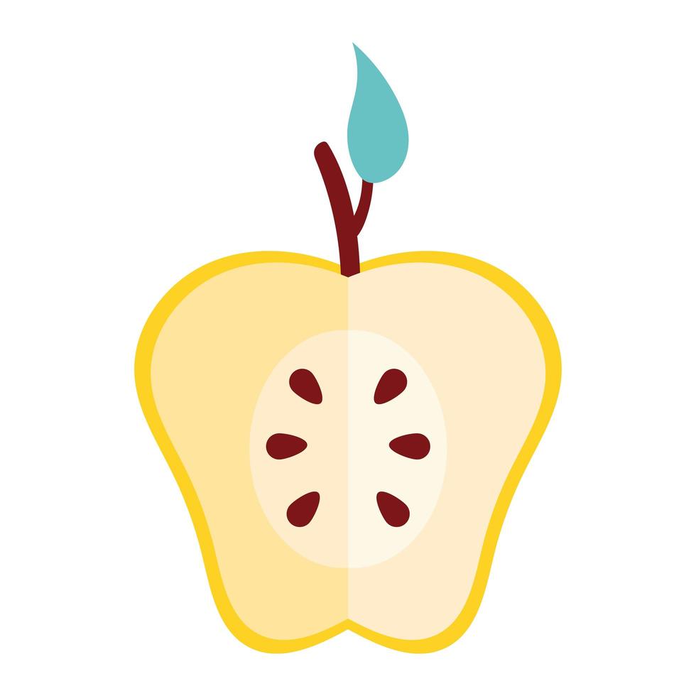 icône de la nature des fruits frais demi pomme jaune vecteur