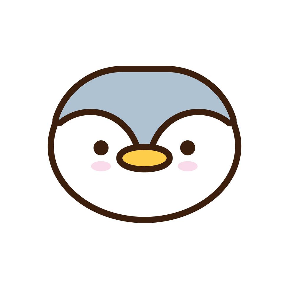 mignon petit pingouin kawaii ligne d'animal et style de remplissage vecteur