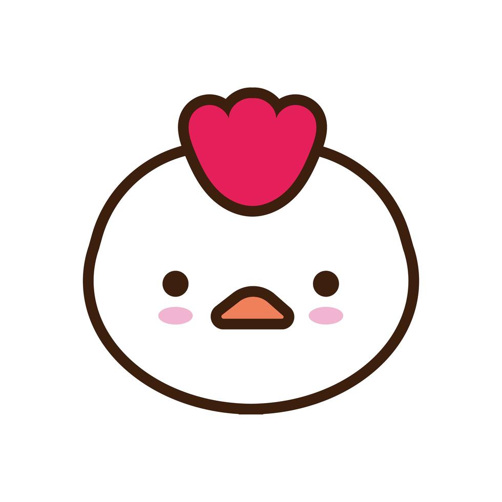 Jolie petite poule kawaii ligne d'animaux et style de remplissage vecteur