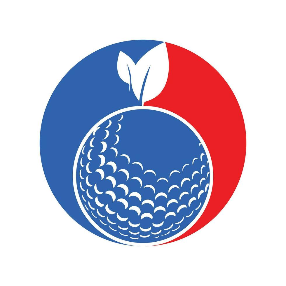 le golf Balle et feuille logo à l'intérieur une forme de cercle vecteur illustration