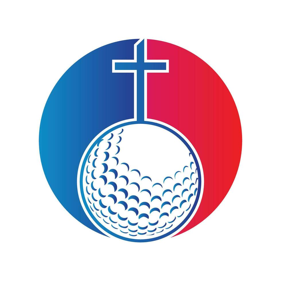 le golf Balle et christianisme traverser à l'intérieur une forme de cercle vecteur illustration