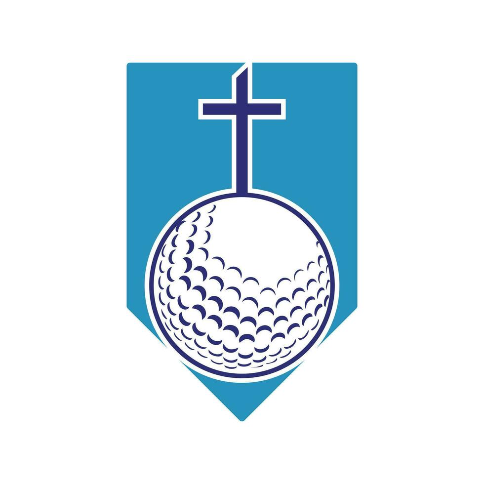 le golf Balle et christianisme traverser à l'intérieur une forme de unique forme vecteur illustration