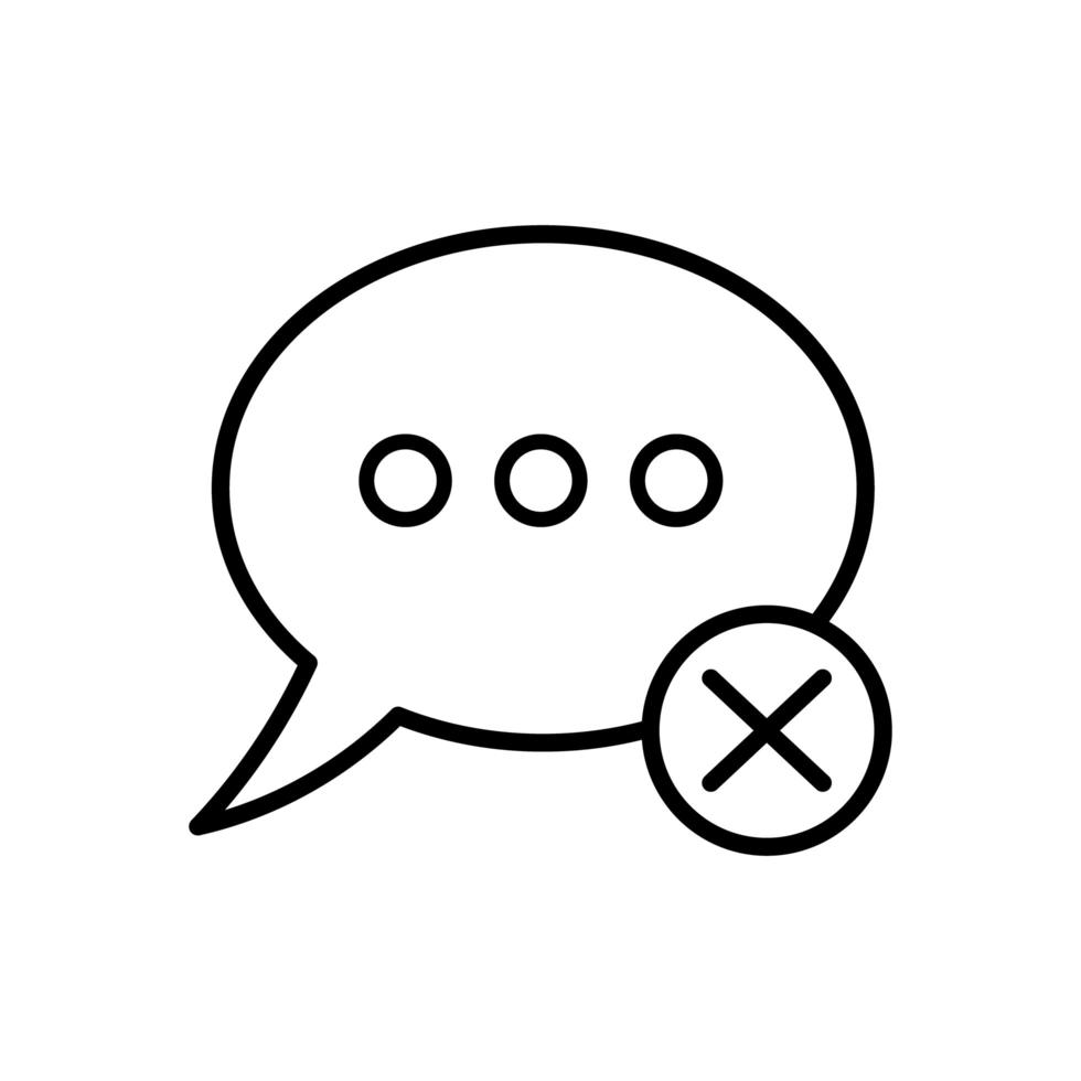 bulle de dialogue avec style de ligne de symbole refusé vecteur