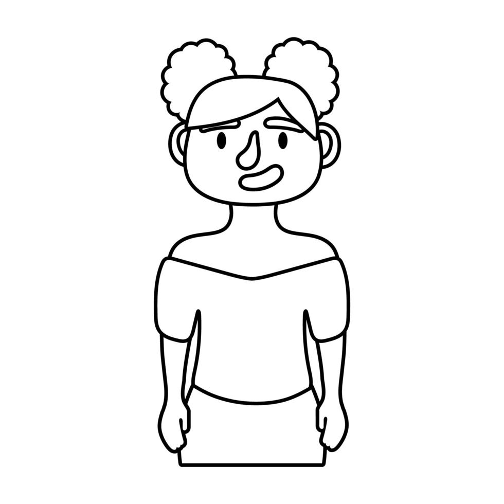 icône de style de ligne de caractère avatar jeune femme vecteur