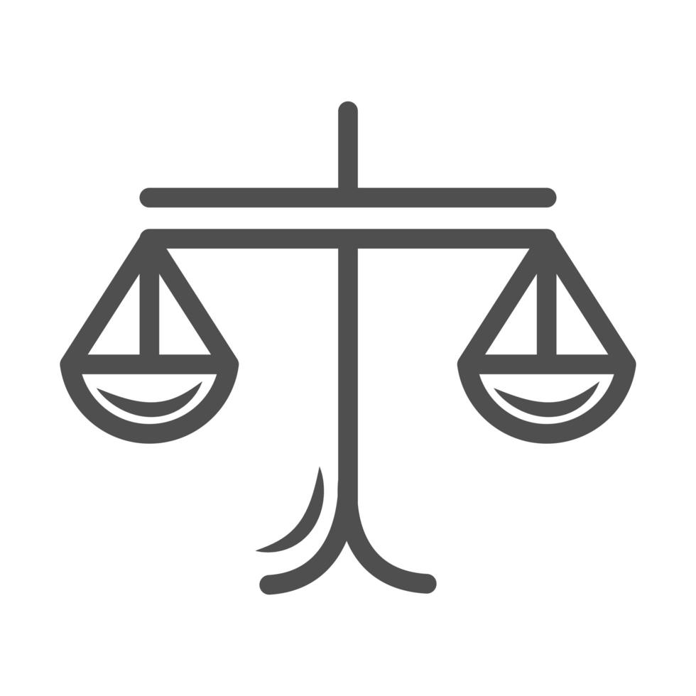 équilibre de la loi sur l'icône de style de ligne fond blanc vecteur
