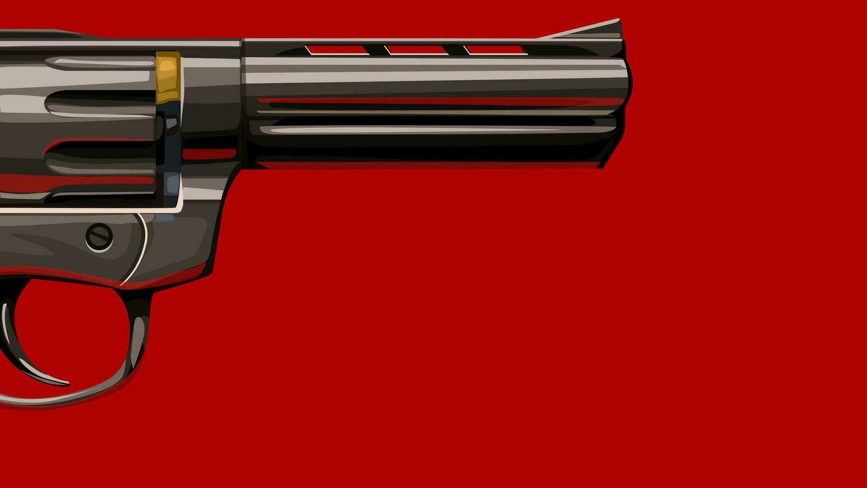 Nouveau classique revolver sur rouge vecteur