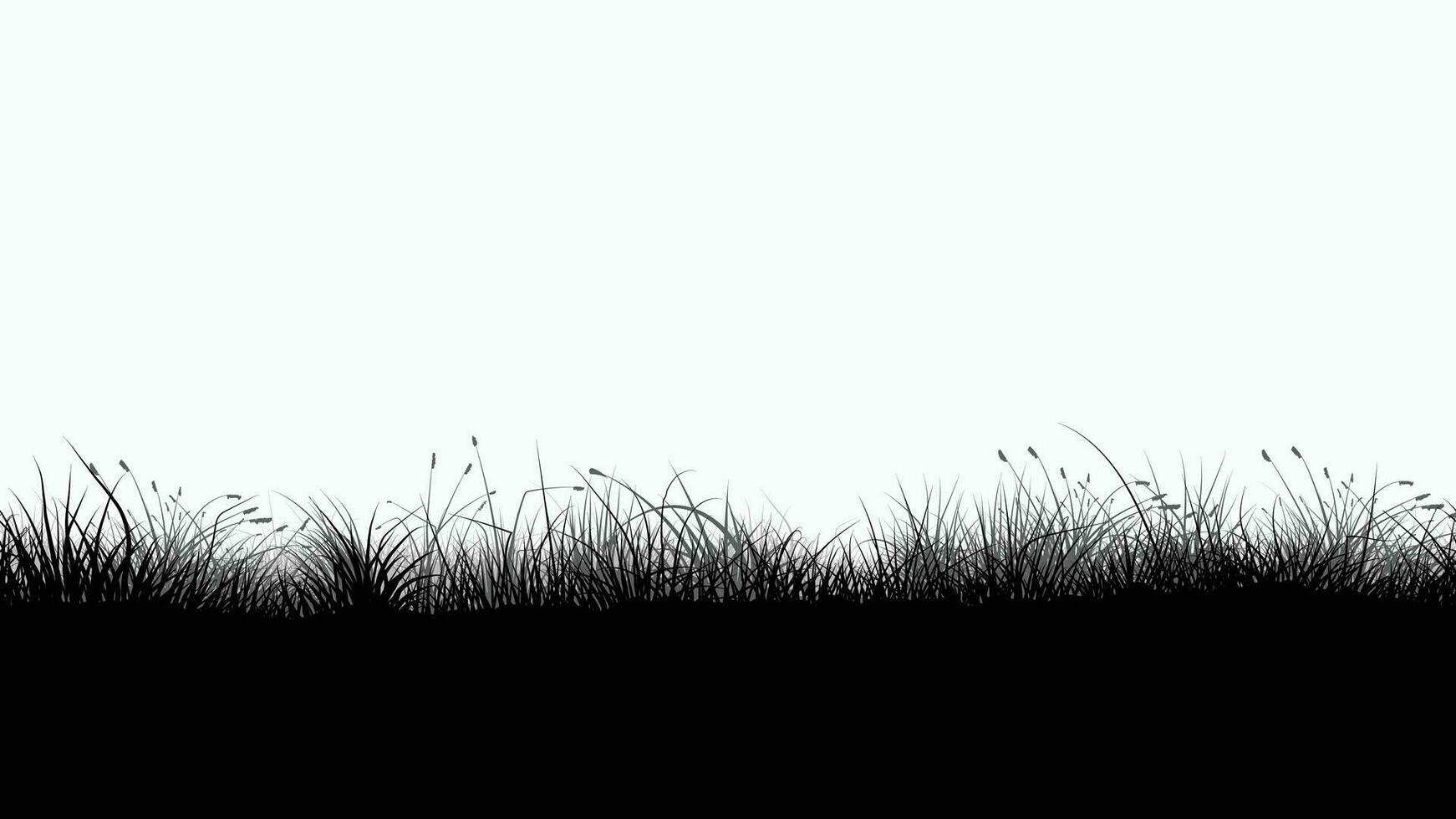 noir Couleur silhouette herbe sans couture sur blanc vecteur
