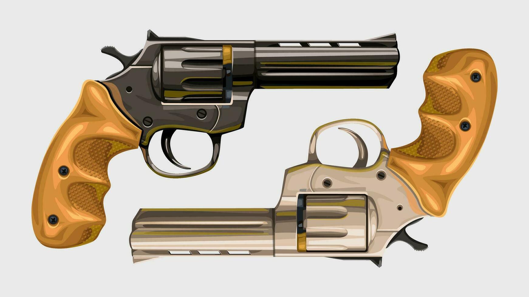 deux classique revolvers sur blanc vecteur