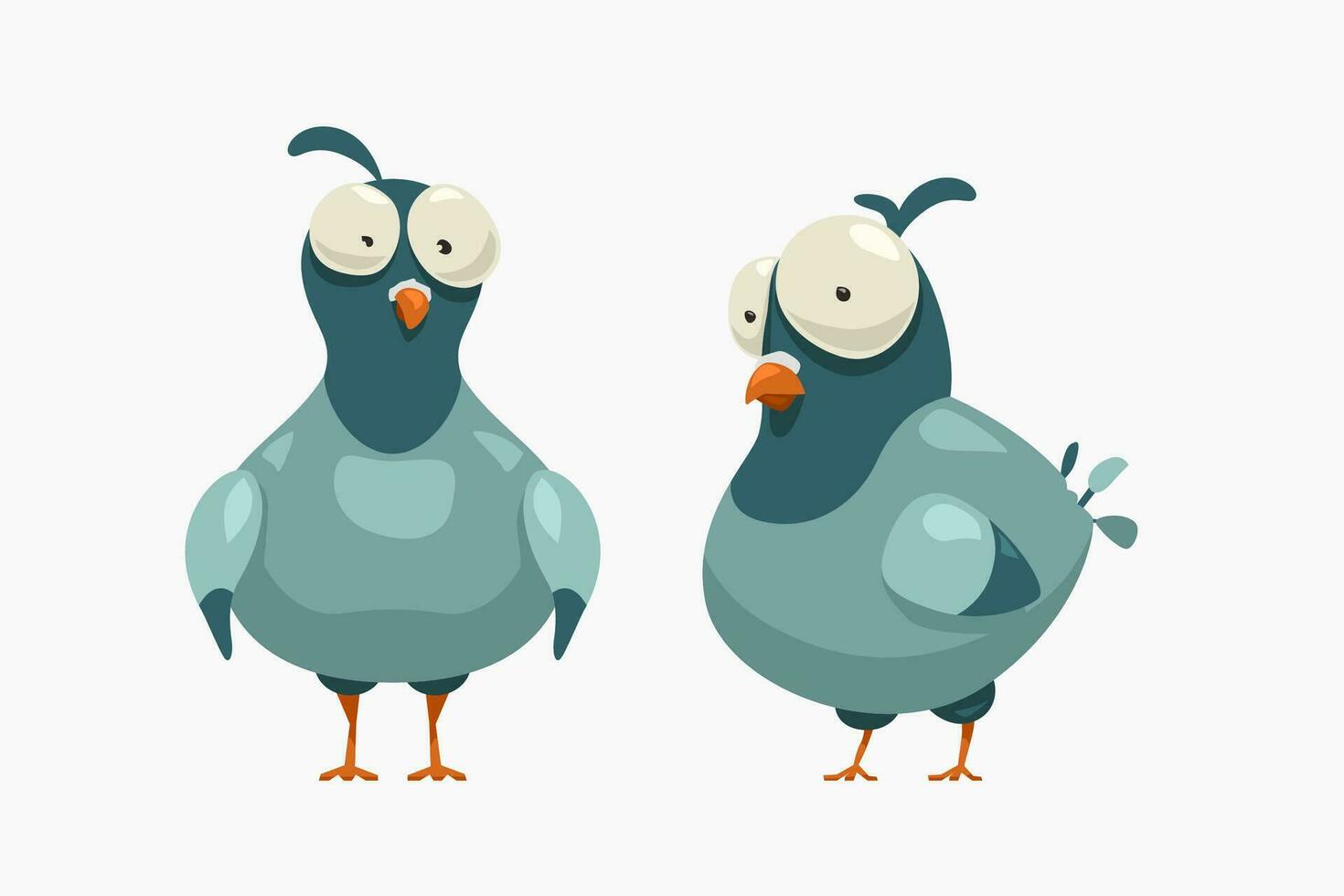 dessin animé couple pigeons sur blanc vecteur