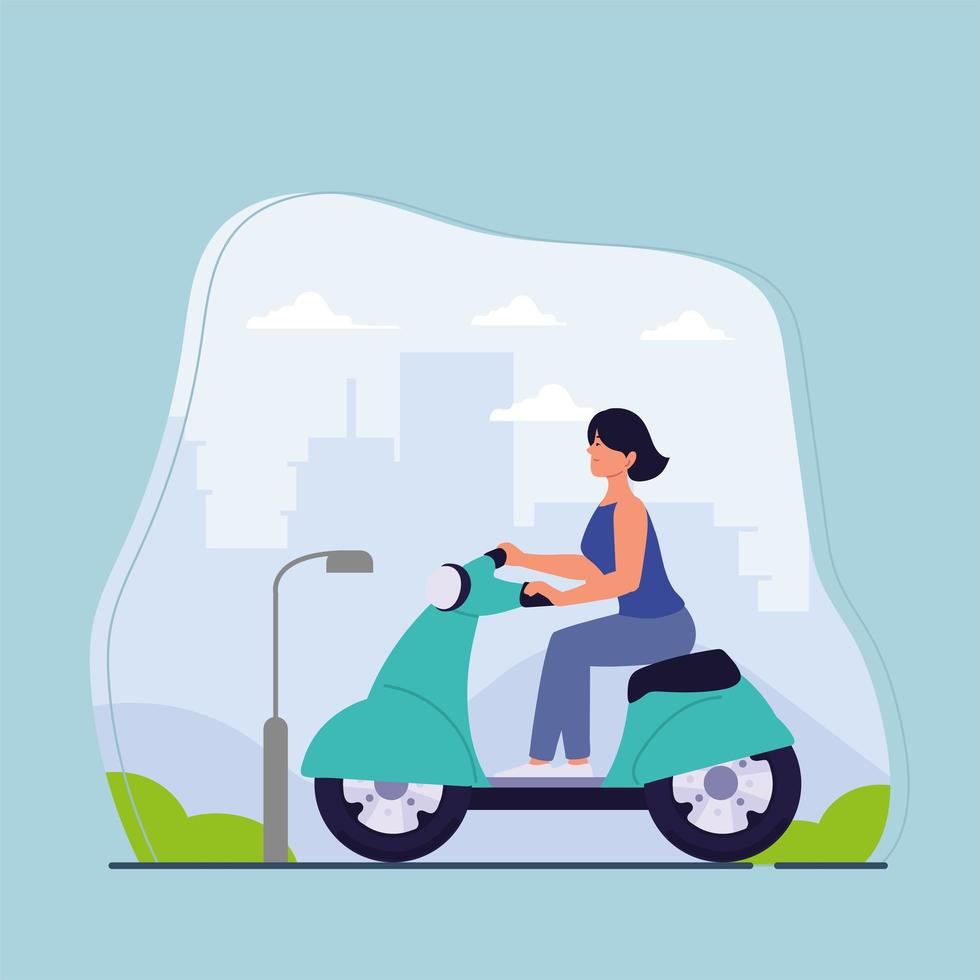 fille sur moto électrique vecteur