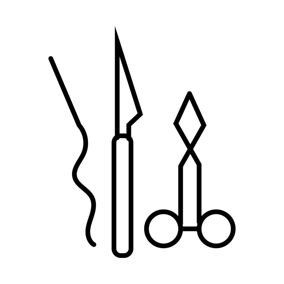 icône de style de ligne d'outils de chirurgie vecteur