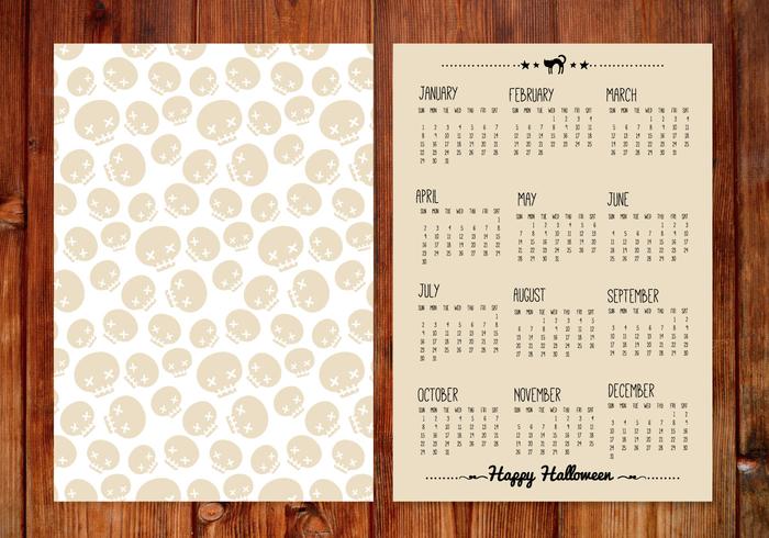 Calendrier de cartes Halloween Vector