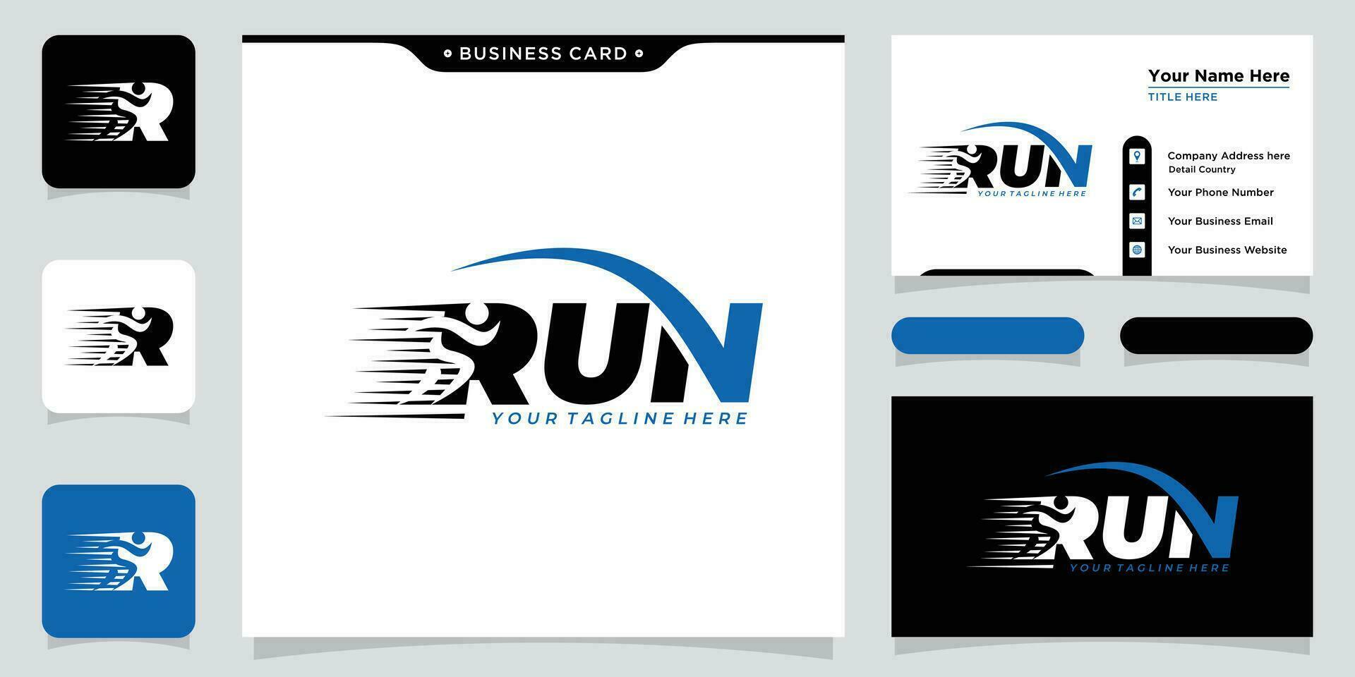 fonctionnement logo, le jogging et marathon logo modèle conception vecteur