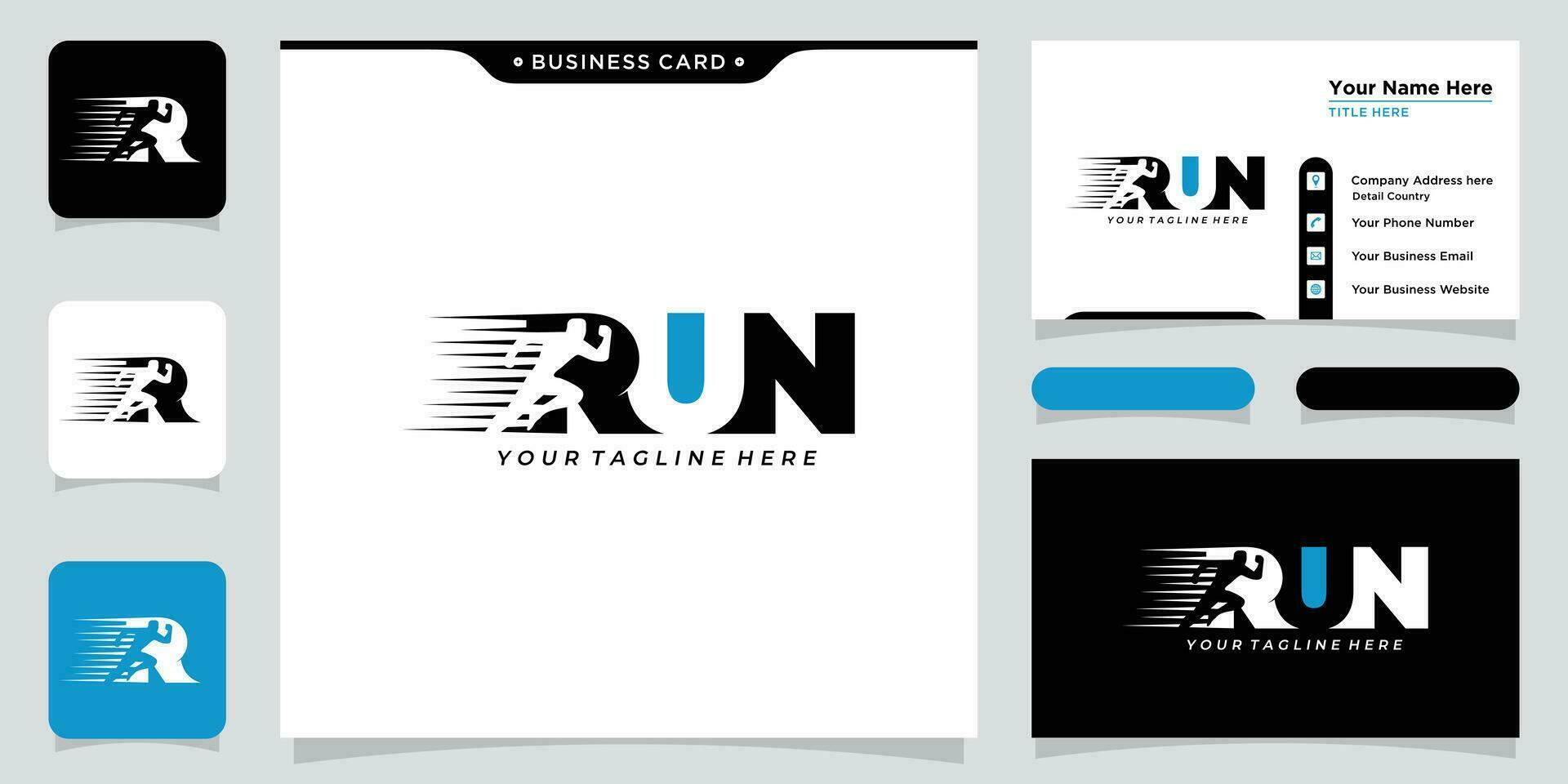 fonctionnement logo, le jogging et marathon logo modèle conception vecteur