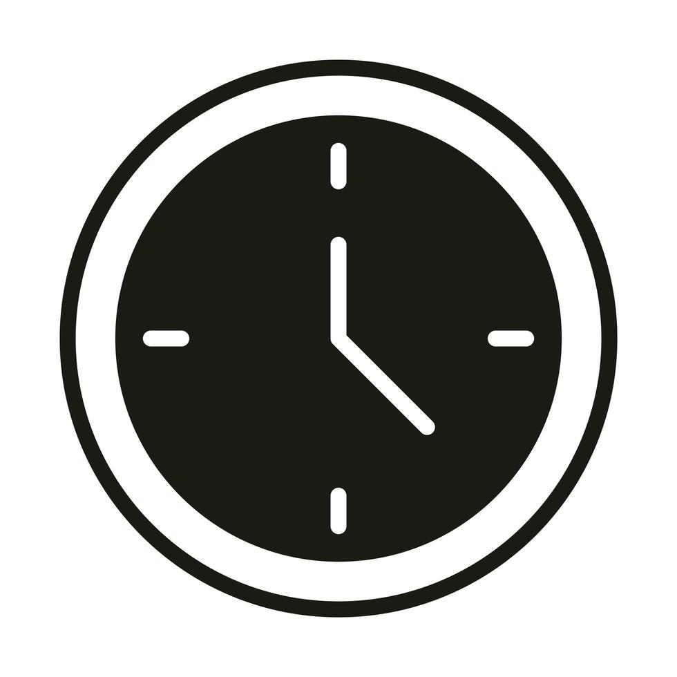 application mobile horloge temps bouton web menu icône de style silhouette numérique vecteur