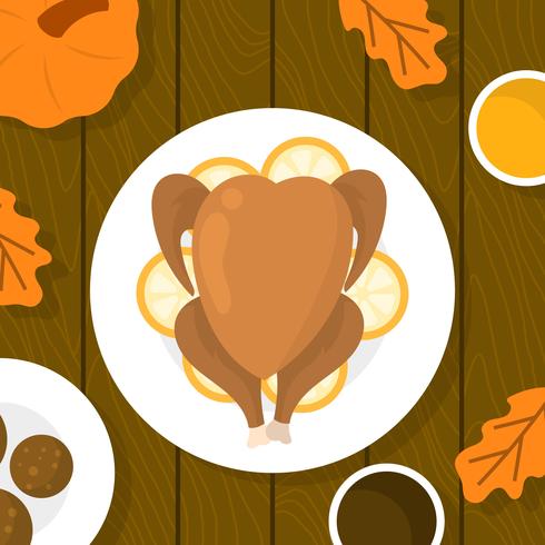 Plat de Thanksgiving en illustration vectorielle de frais généraux de table vecteur