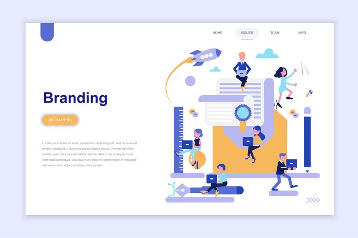 Modèle de page d'atterrissage de la marque et de la publicité concept de design plat moderne. Concept d'apprentissage et de personnes. Illustration vectorielle plat conceptuel pour la page Web, site Web et site Web mobile. vecteur
