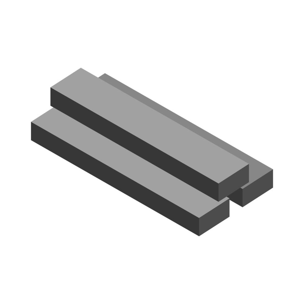 construction de réparation isométrique barres carrées en acier outil de travail et équipement conception d'icône de style plat vecteur
