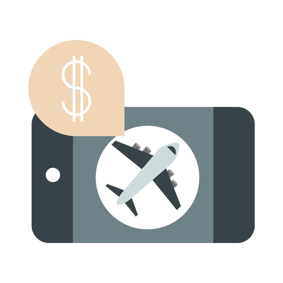 smartphone d'aéroport en ligne achat de billets terminal de transport de voyage tourisme ou icône de style plat d'affaires vecteur
