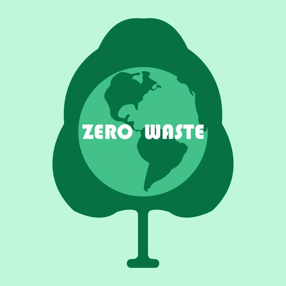 zéro déchets infographie vecteur illustration. vert arbre avec le planète