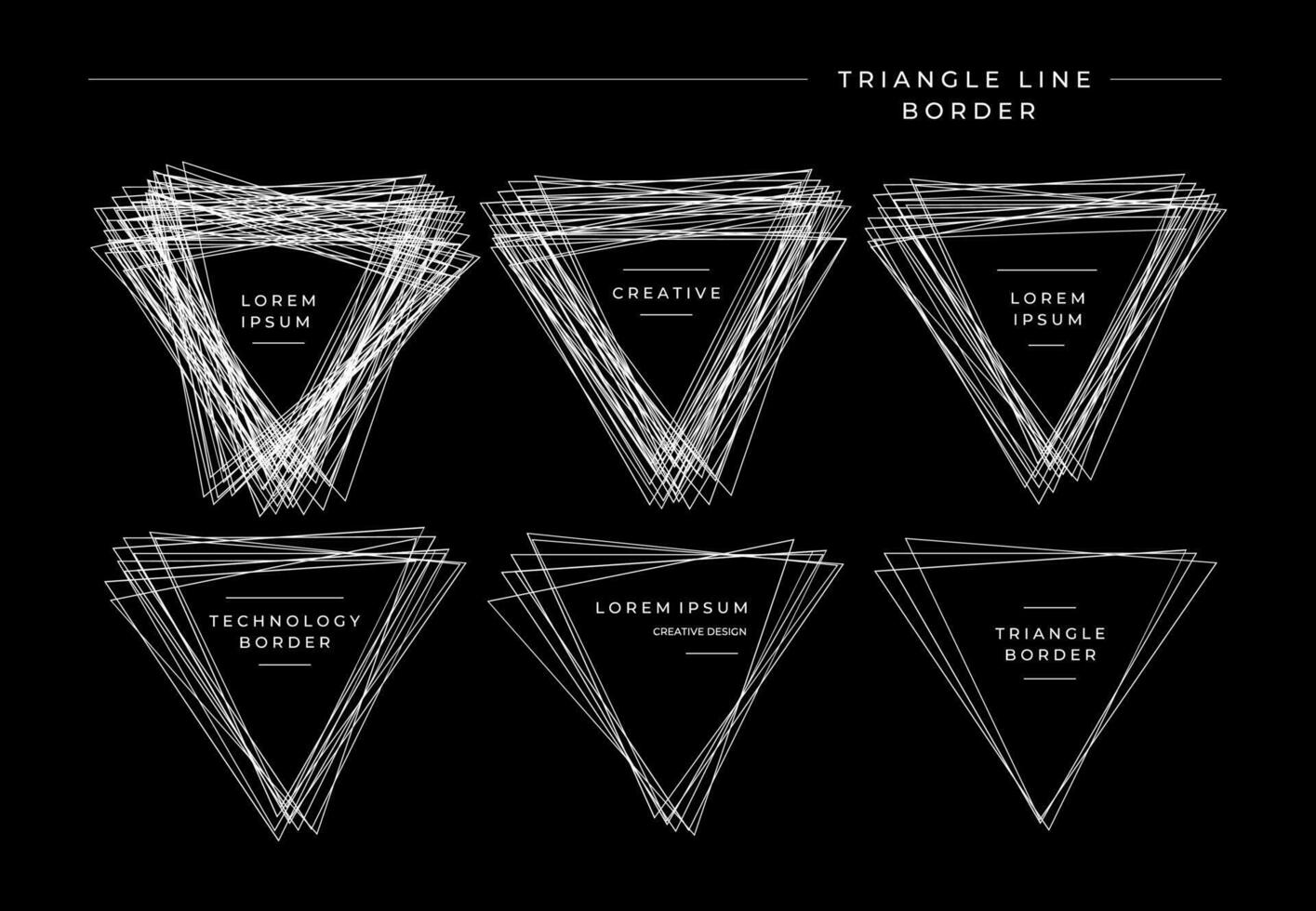 moderne Triangle ligne griffonner frontière logo conception ensemble. Bande ligne Triangle Cadre. vecteur
