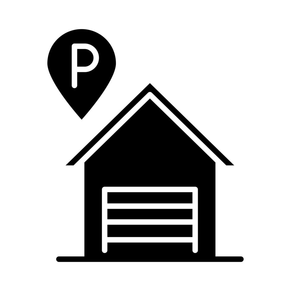 parking garage emplacement pointeur transport silhouette style icône design vecteur