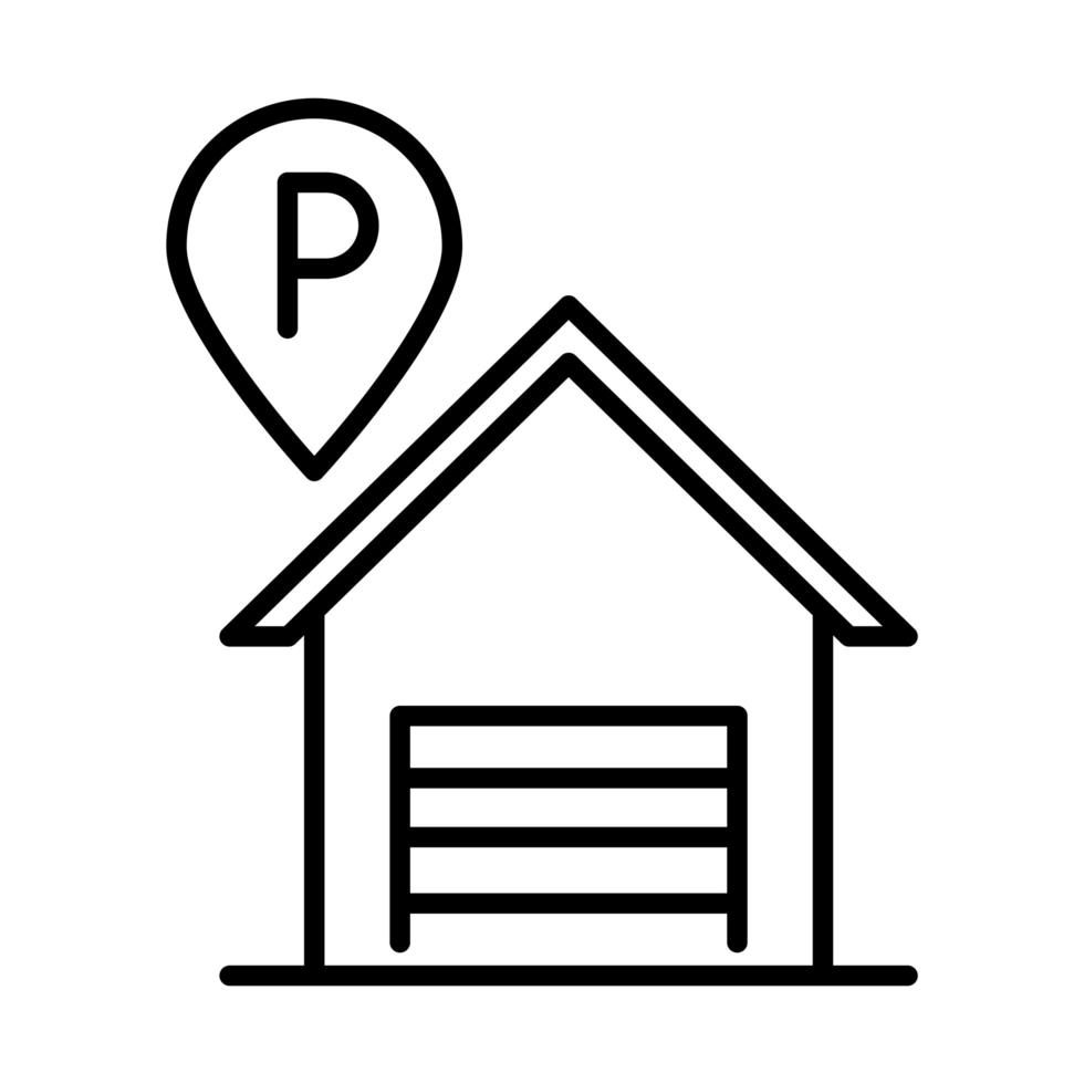 conception d'icône de style de ligne de transport de pointeur d'emplacement de garage de stationnement vecteur