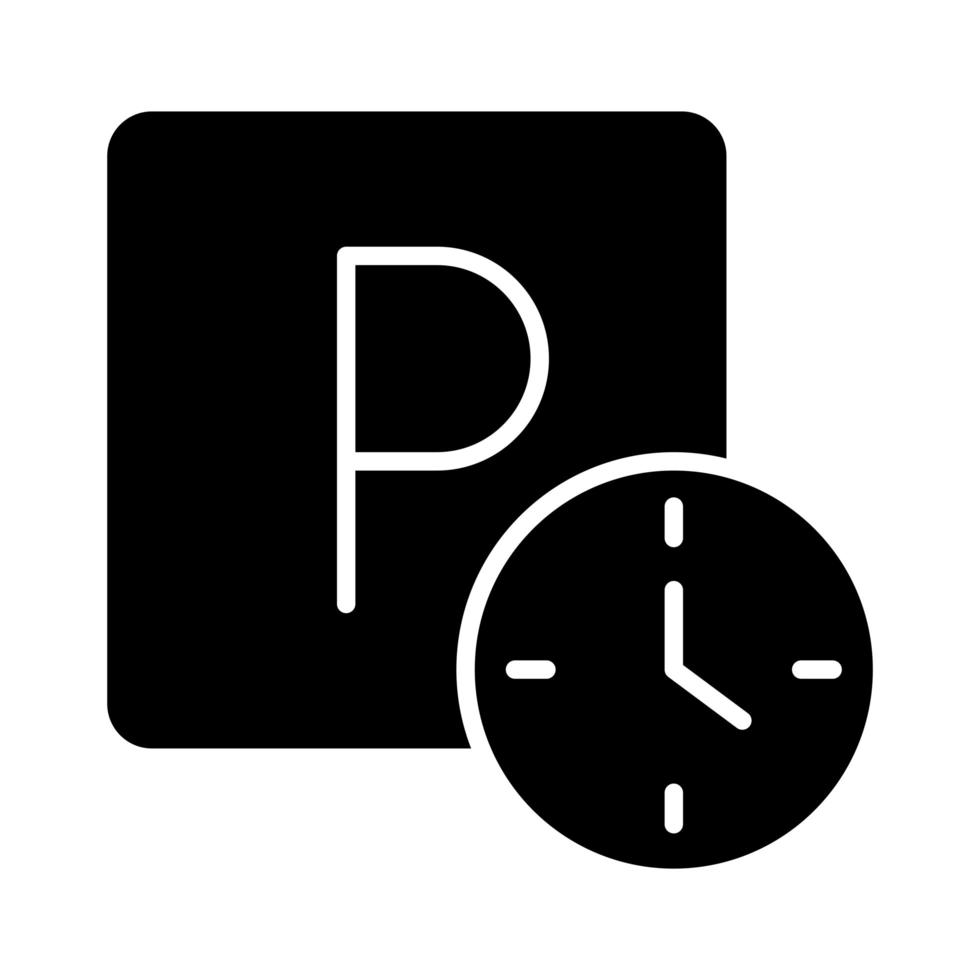 heures d'horloge de stationnement avertissement conception d'icône de style de silhouette de transport vecteur