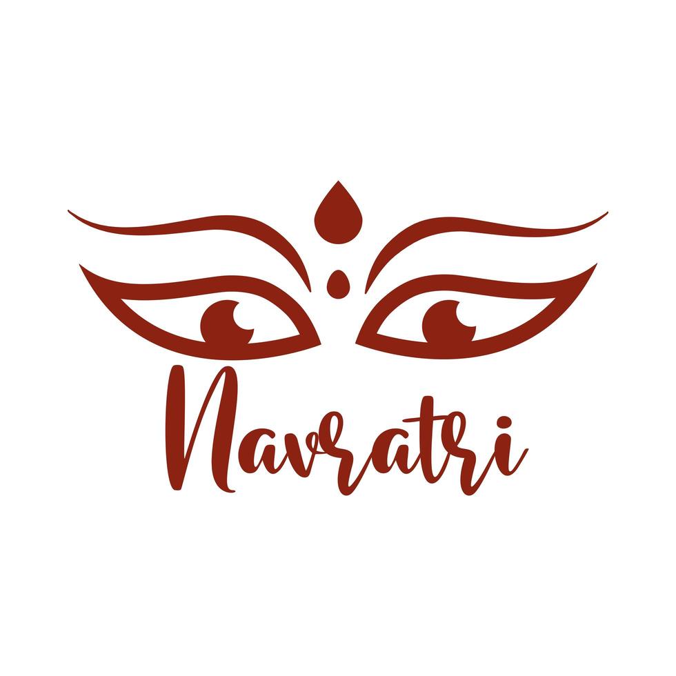 heureux navratri célébration indienne déesse durga yeux culture célébration silhouette style icône vecteur