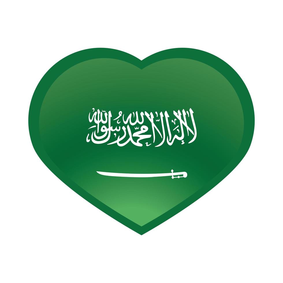 icône de style dégradé de célébration nationale du drapeau du coeur vert de la fête nationale de l'arabie saoudite vecteur