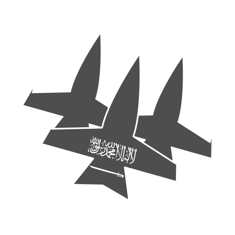 fête nationale de l'arabie saoudite avion volant célébration icône de style silhouette nationale vecteur
