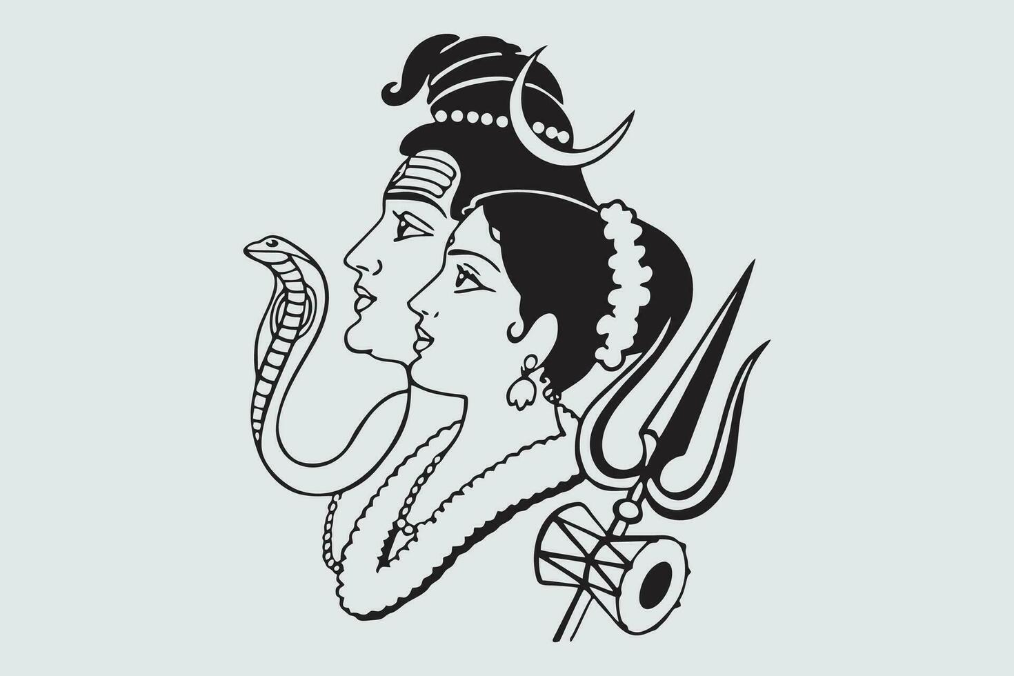 vecteur graphique de Seigneur shiva avec déesse parvati. individuellement sur une blanc Contexte.