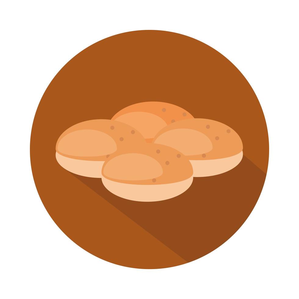 pain menu boulangerie produit alimentaire bloc et icône plate vecteur