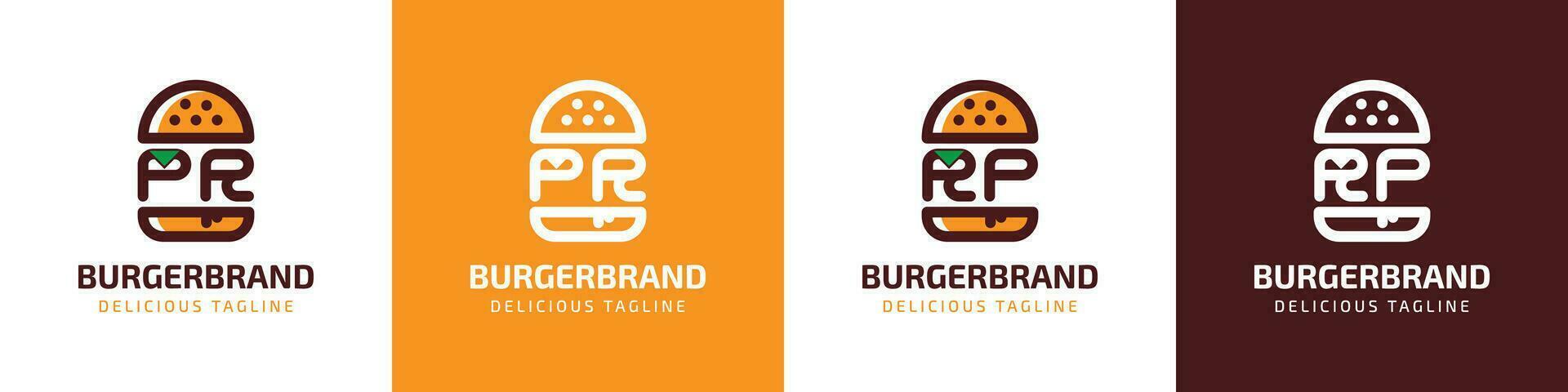lettre pr et rp Burger logo, adapté pour tout affaires en relation à Burger avec pr ou rp initiales. vecteur