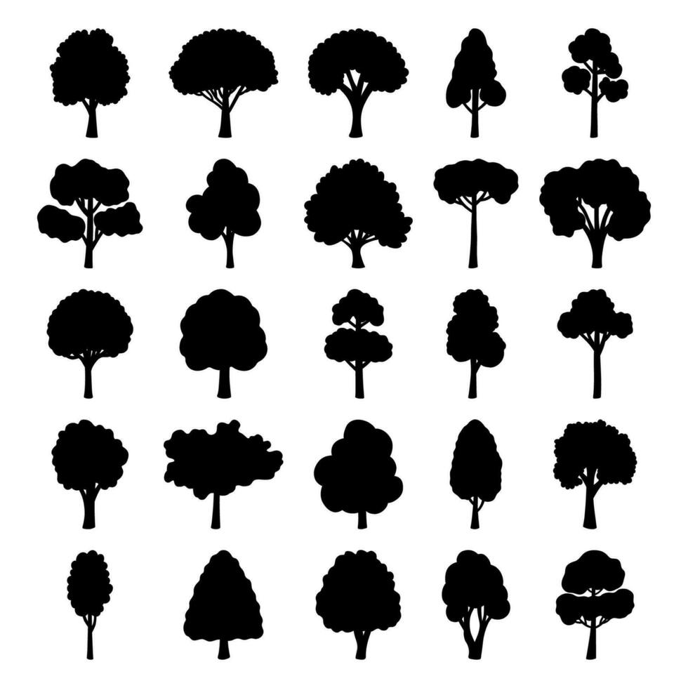 des arbres silhouette ensemble. isolé vecteur illustration sur blanc Contexte