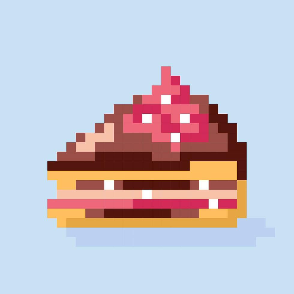 gâteau icône. rétro Années 80 pixel art. plat style. vieux école nourriture et dessert graphique conception. isolé vecteur illustration. conception pour la toile, autocollant, mobile application, affiche, carte, bannière.