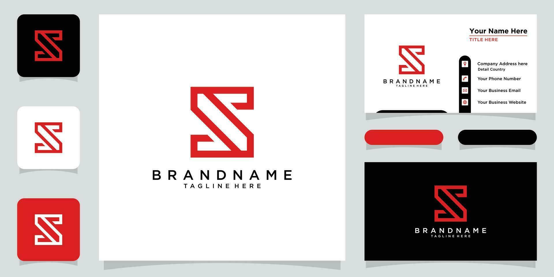 initiale lettre s minimaliste art monogramme forme logo avec affaires carte conception vecteur