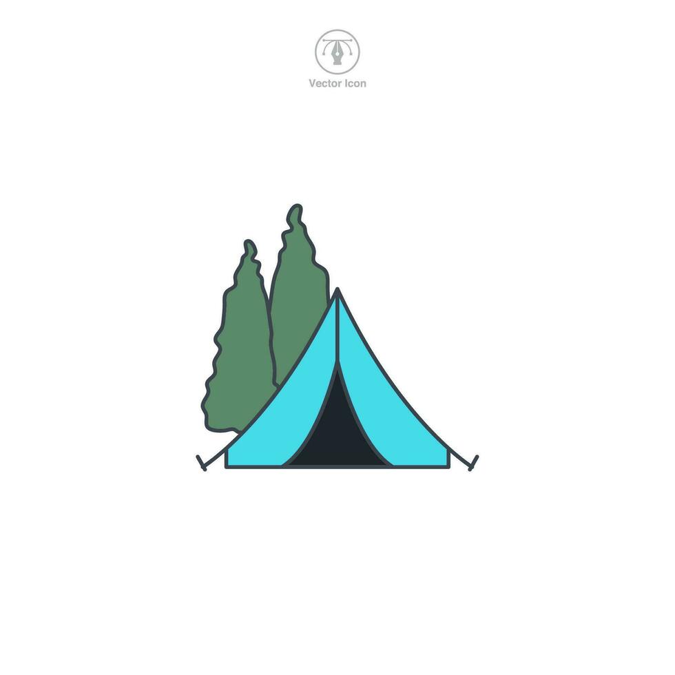 camping tente icône symbole vecteur illustration isolé sur blanc Contexte