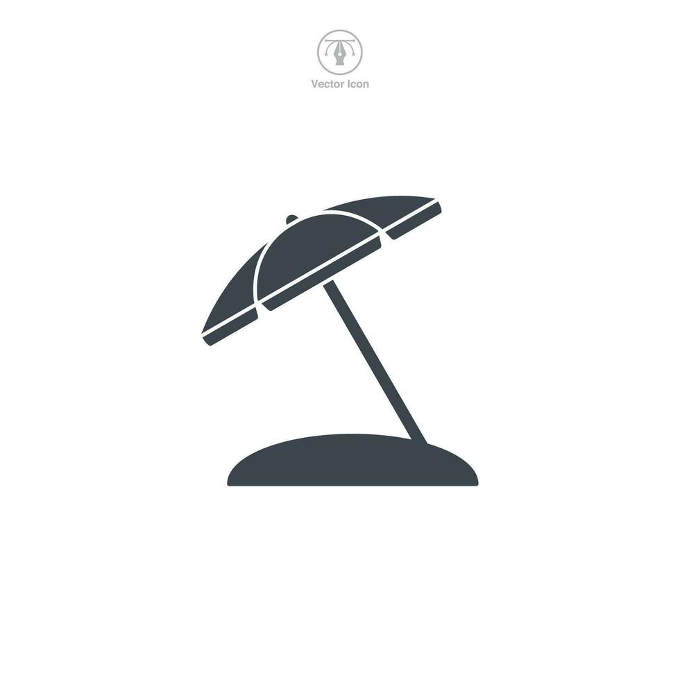 plage parapluie icône symbole vecteur illustration isolé sur blanc Contexte