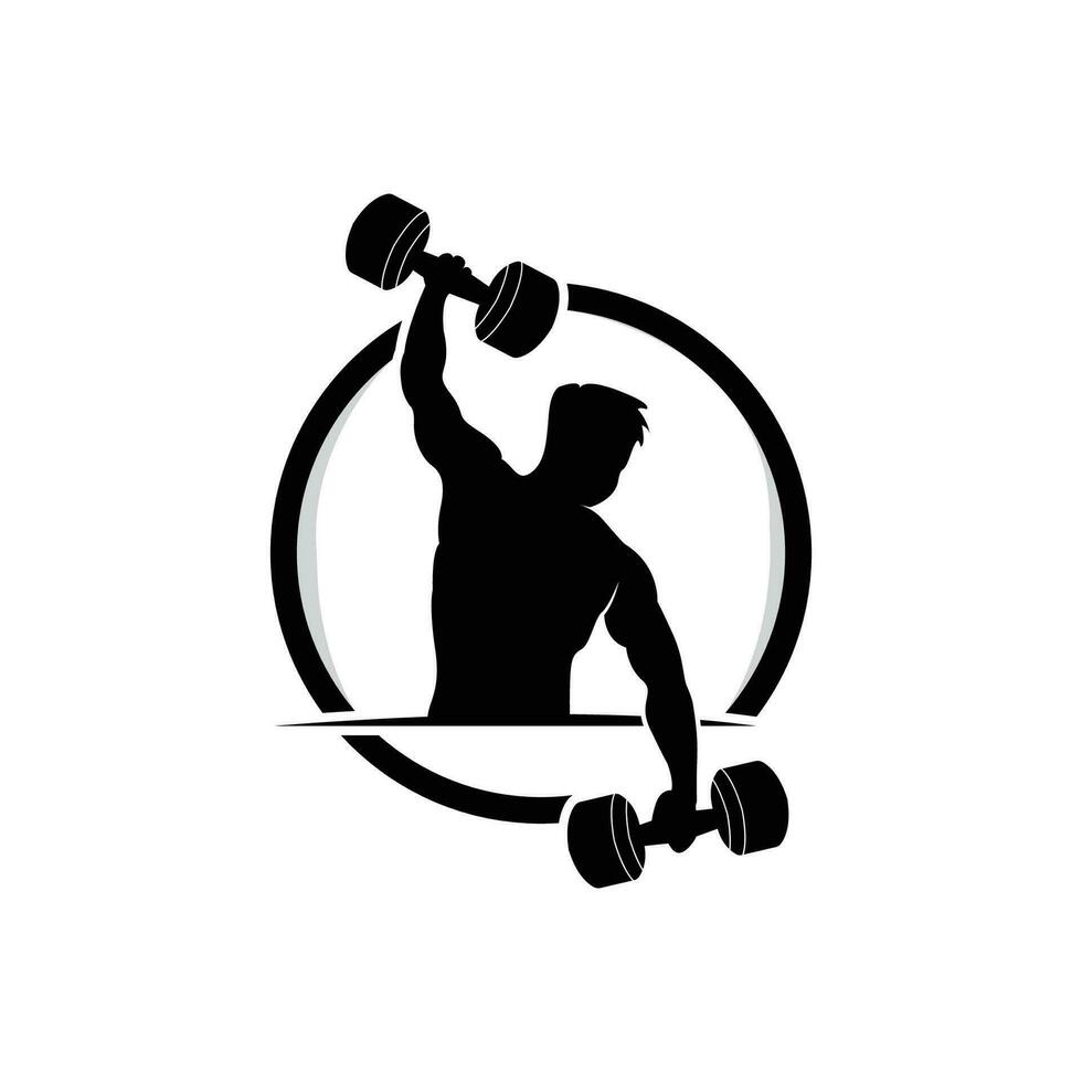 Gym logo, aptitude santé vecteur, muscle faire des exercices silhouette conception, aptitude club vecteur