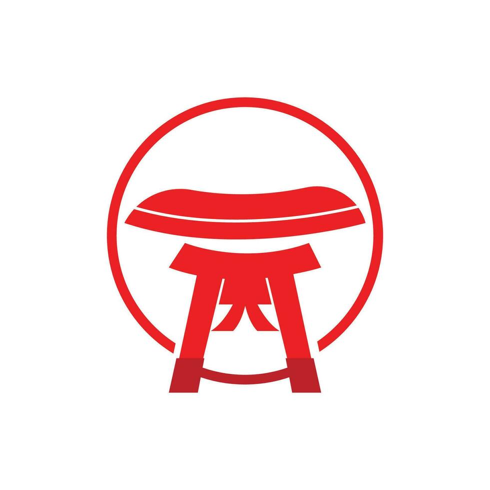 logo de porte torii, vecteur d'icône de porte d'histoire japonaise, illustration chinoise, modèle de marque de société de conception en bois