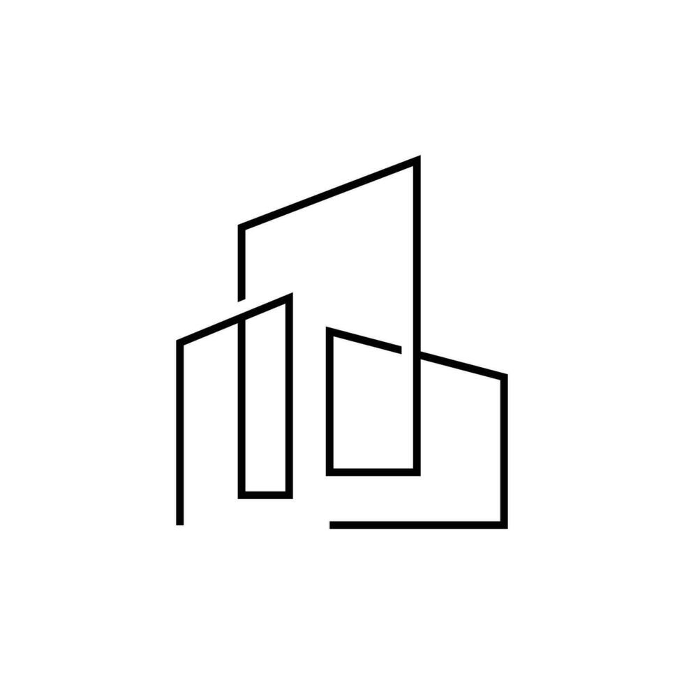 horizon logo, Facile moderne conception de grattes ciels, vecteur paysage urbain bâtiments, icône silhouette illustration