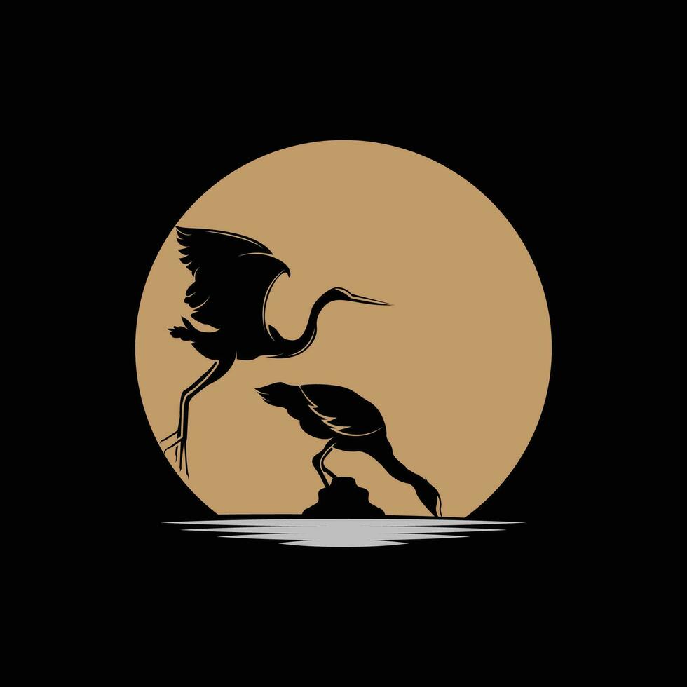 héron oiseau logo, vecteur oiseau en volant cigogne héron, animal silhouette conception, ilustrasi modèle