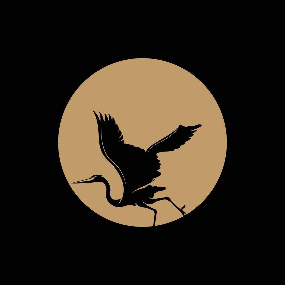 héron oiseau logo, vecteur oiseau en volant cigogne héron, animal silhouette conception, ilustrasi modèle