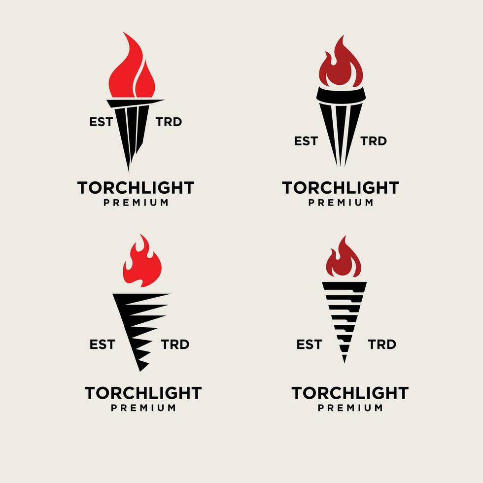 torche abstrait ensemble logo icône conception illustration vecteur
